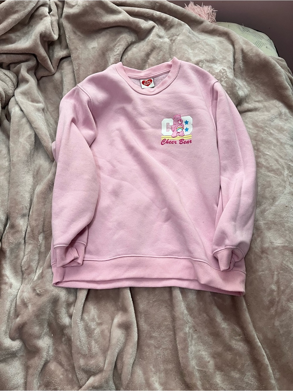 Care Bears Pink Crewneck Sweatshirt with Chest Graphic women’s medium